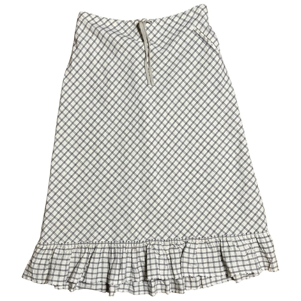 Ines De La Fressange x Uniqlo Linen Cotton Plaid Ruffle Skirt NWOT Cream/Black